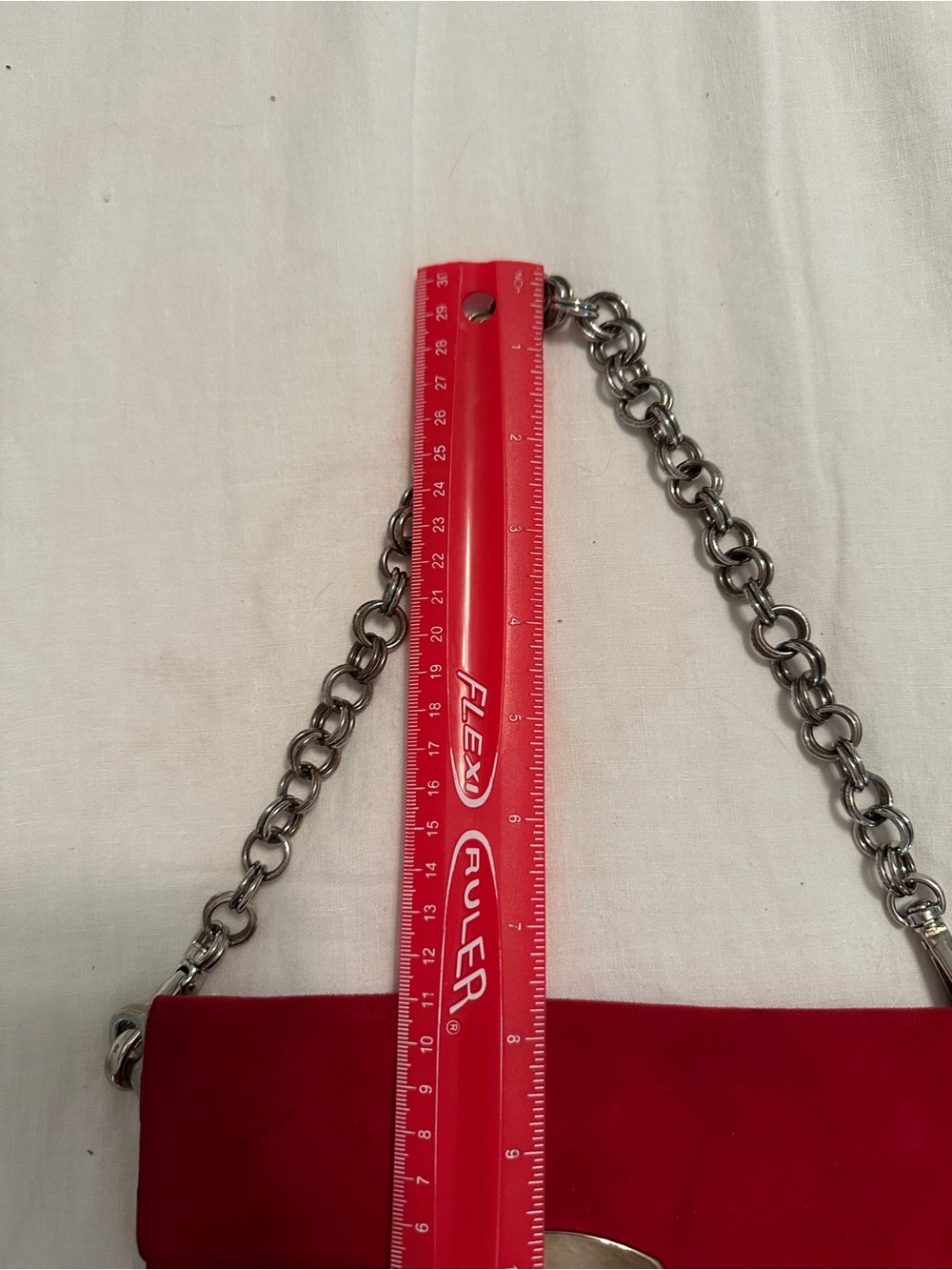 Prada Red Suede Mini Shoulder Bag with Silver Chain - Picture 6 of 7
